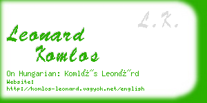 leonard komlos business card